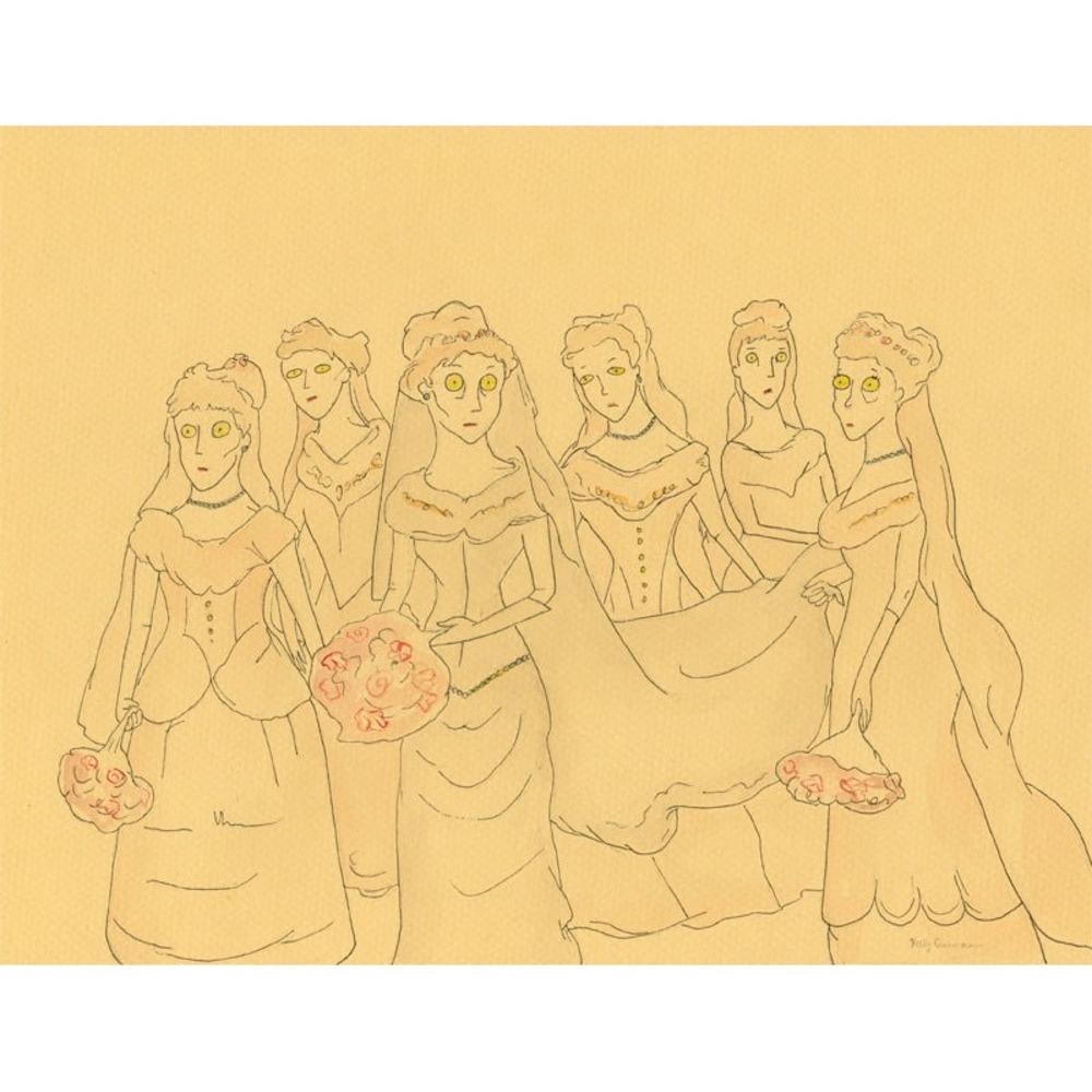 The Bridal Party - Original Drawing on Paper - Wedding or Engagement Gift